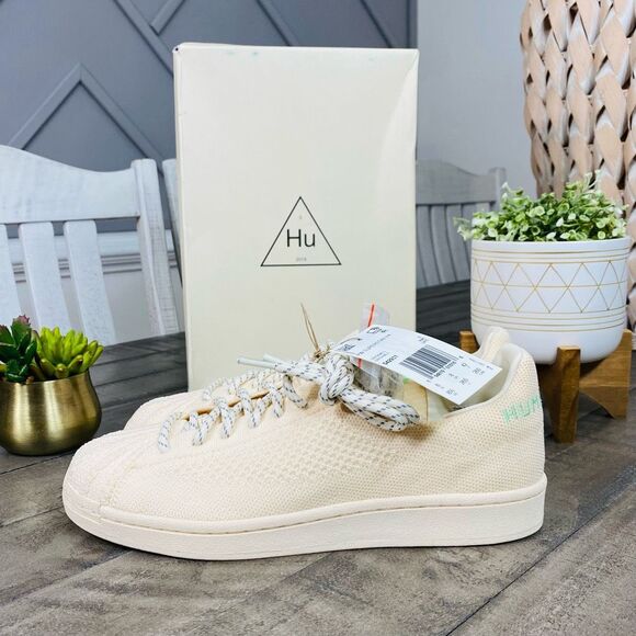 New Adidas Superstar Pharrell Primeknit Cream Men's Sneakers Size 8.5 - Picture 4 of 10